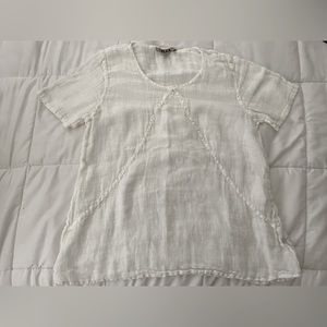 Flax linen top blouse relaxed boho white lightweight